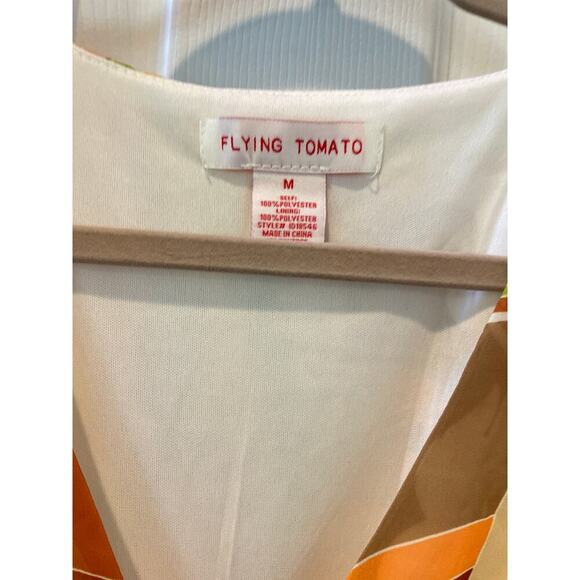 Unique Vintage Flying Tomato Abstact 1970s Flowy Dress Orange Sz Sm #36 - Picture 3 of 5